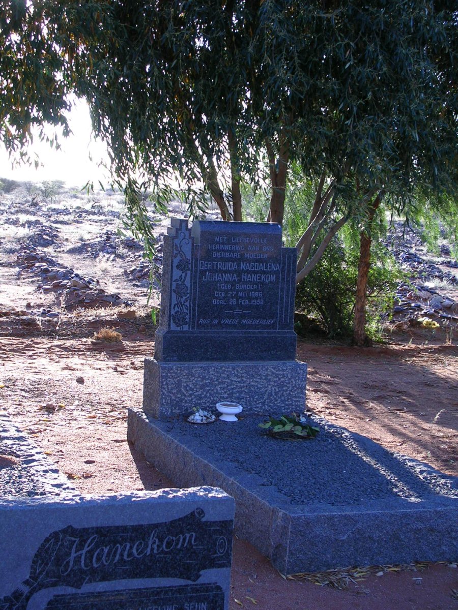 HANEKOM Gertruida Magdalena Johanna nee BURGER 1886-1952