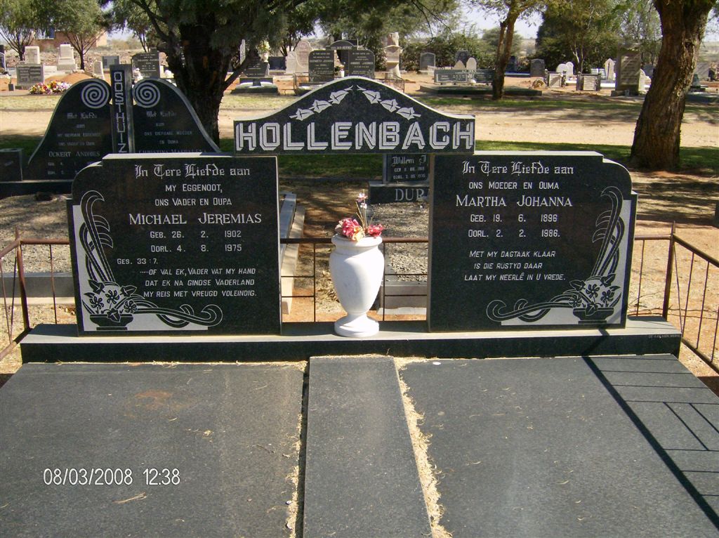 HOLLENBACH Michael Jeremias 1902-1975 &amp; Martha Johanna 1896-1986