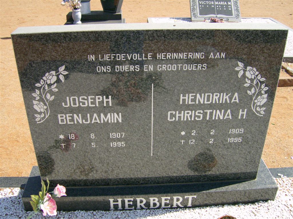 HERBERT Joseph Benjamin 1907-1995 &amp; Hendrika Christina H. 1909-1995