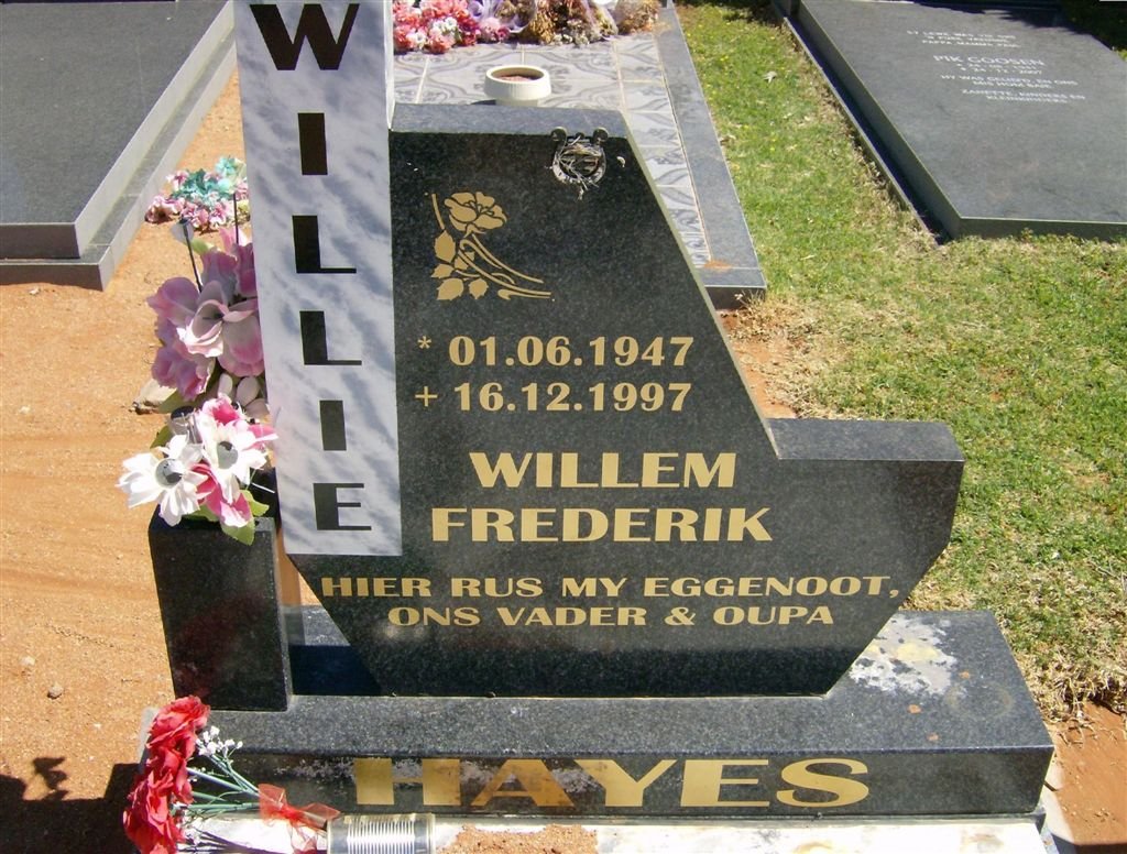 HAYES Willem Frederik 1947-1997