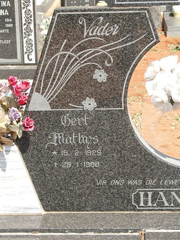 HANEKOM Gert Mathys 1929-1988