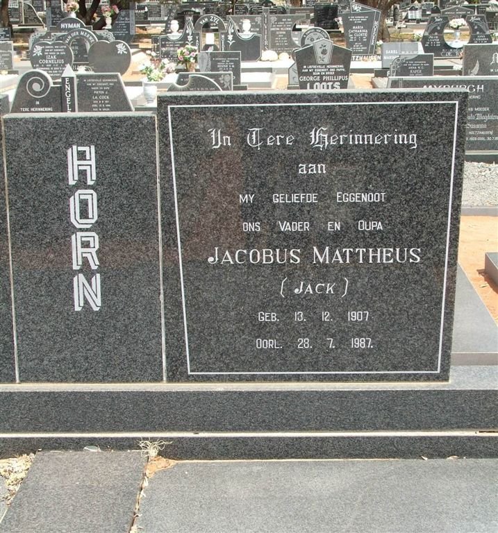 HORN Jacobus Mattheus 1907-1987