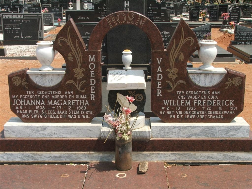 HORN Willem Frederick 1935-1991 &amp; Johanna Magaretha 1938-1983
