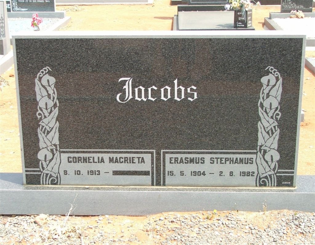 JACOBS Erasmus Stephanus 1904-1982 &amp; Cornelia Magrieta 1913-