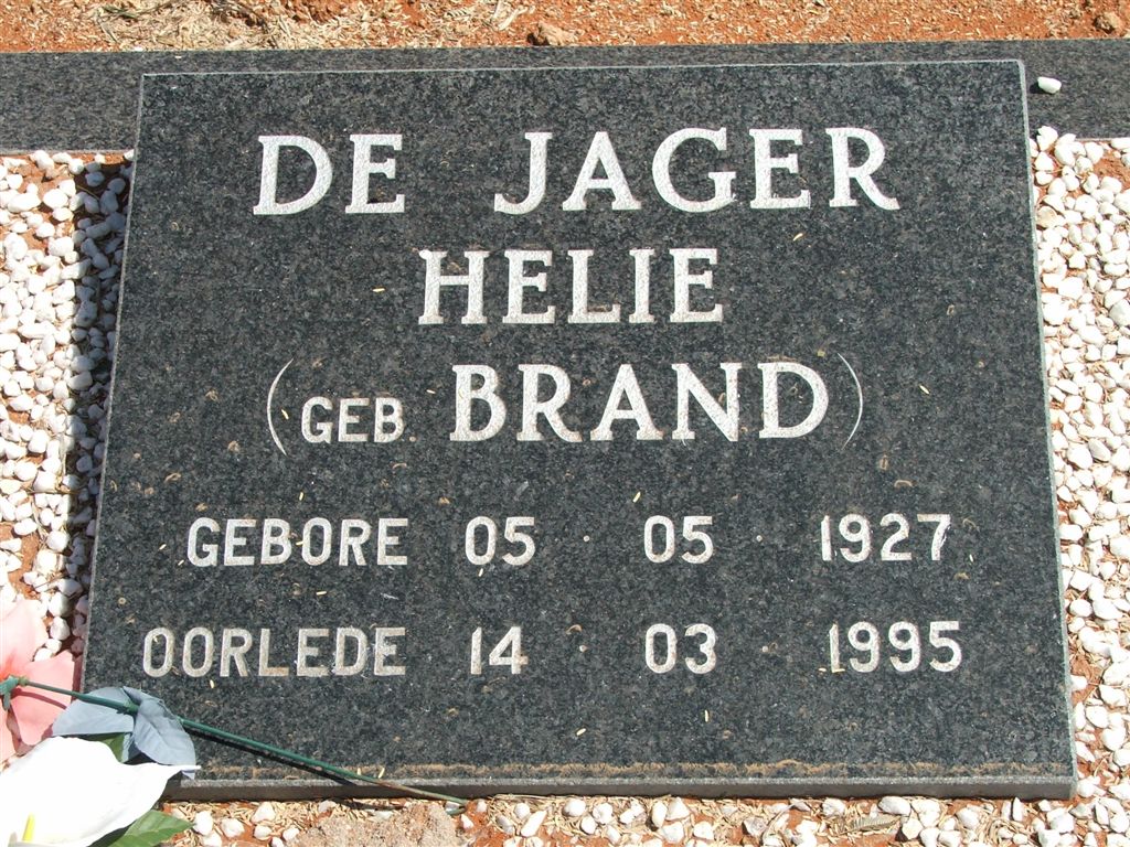 JAGER Helie, de nee BRAND 1927-1995