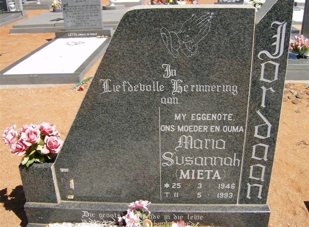 JORDAAN Maria Susannah 1946-1993