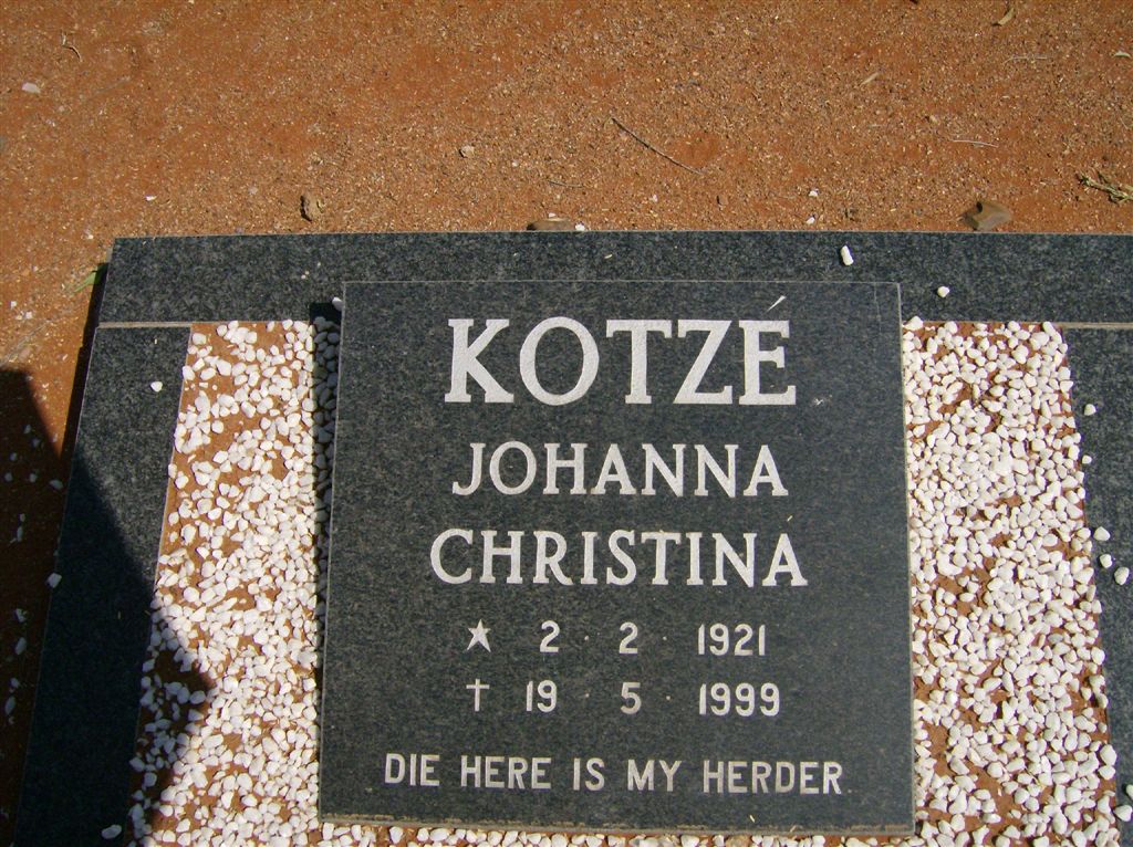 KOTZÉ Johanna Christina 1921-1999