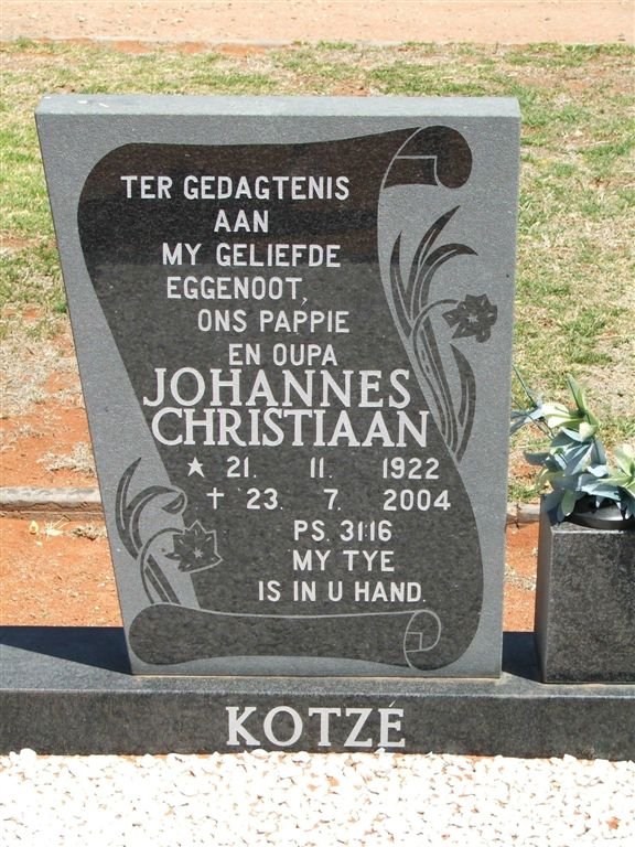 KOTZÉ Johannes Christiaan 1922-2004