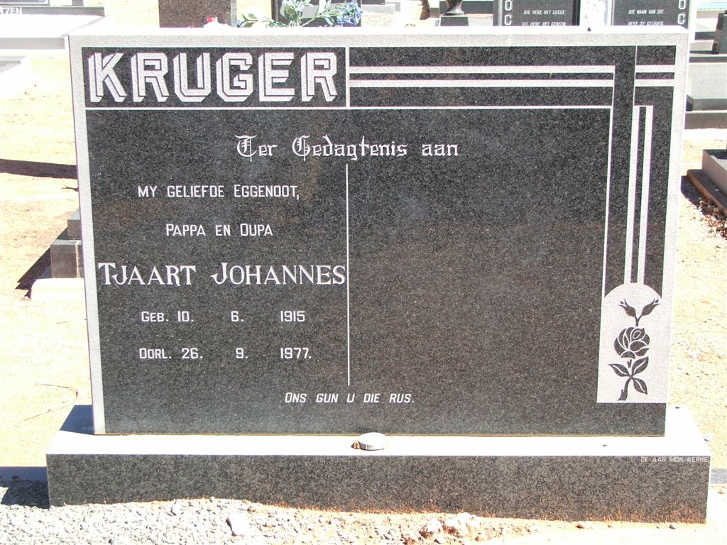 KRUGER Tjaart Johannes 1915-1977