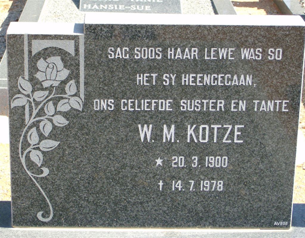 KOTZE W.M. 1900-1978