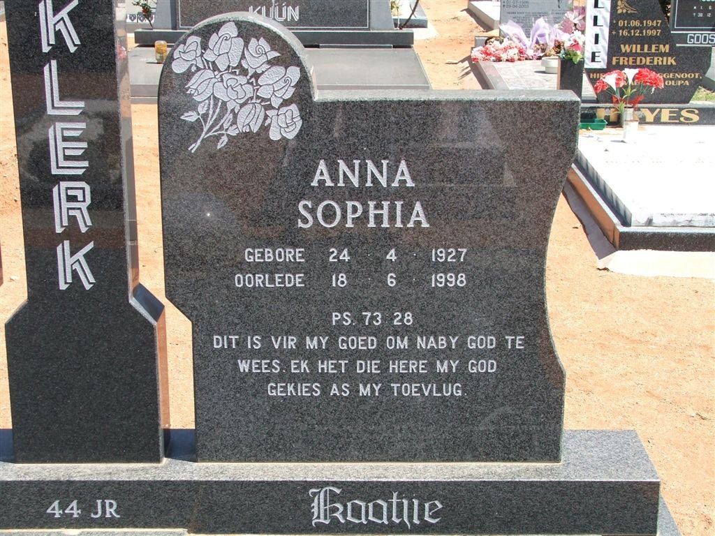 KLERK Anna Sophia, de 1927-1998