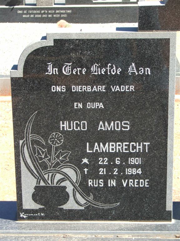KLERK Hugo Amos Lambrecht, de 1901-1984