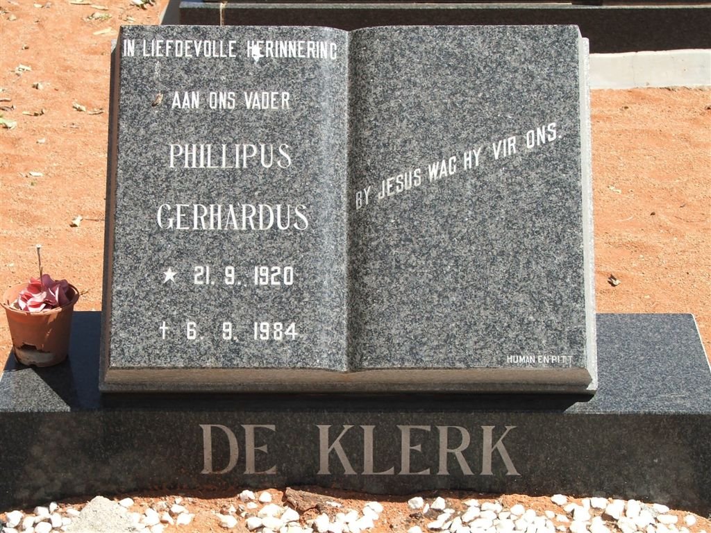 KLERK Phillipus Gerhardus, de 1920-1984