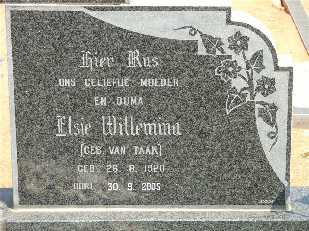 KARSTEN Elsie Wilhelmina nee VAN TAAK 1920-2005