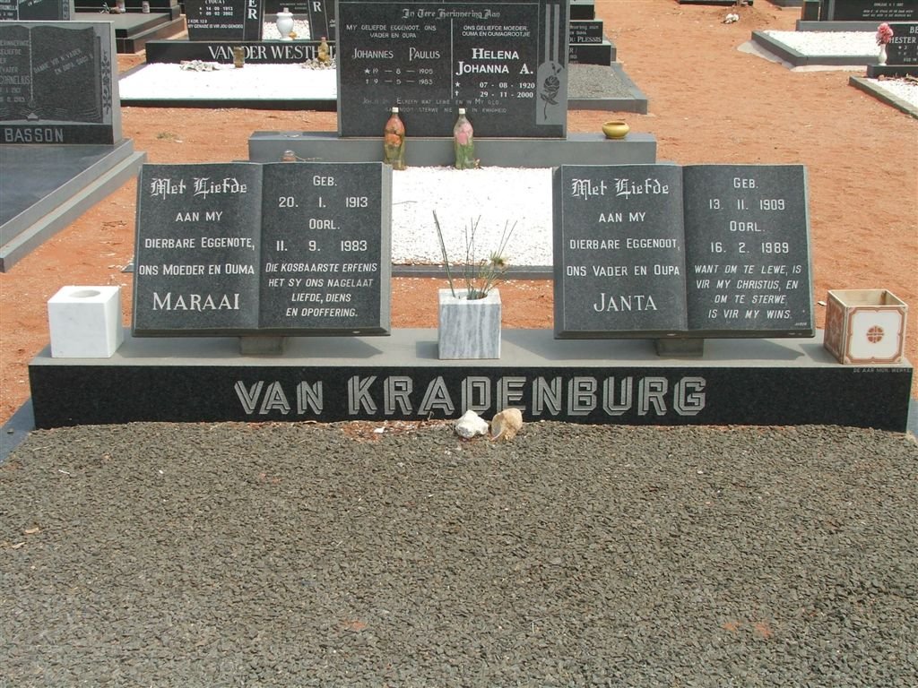 KRADENBURG Janta, van 1909-1989 &amp; Maraai 1913-1983