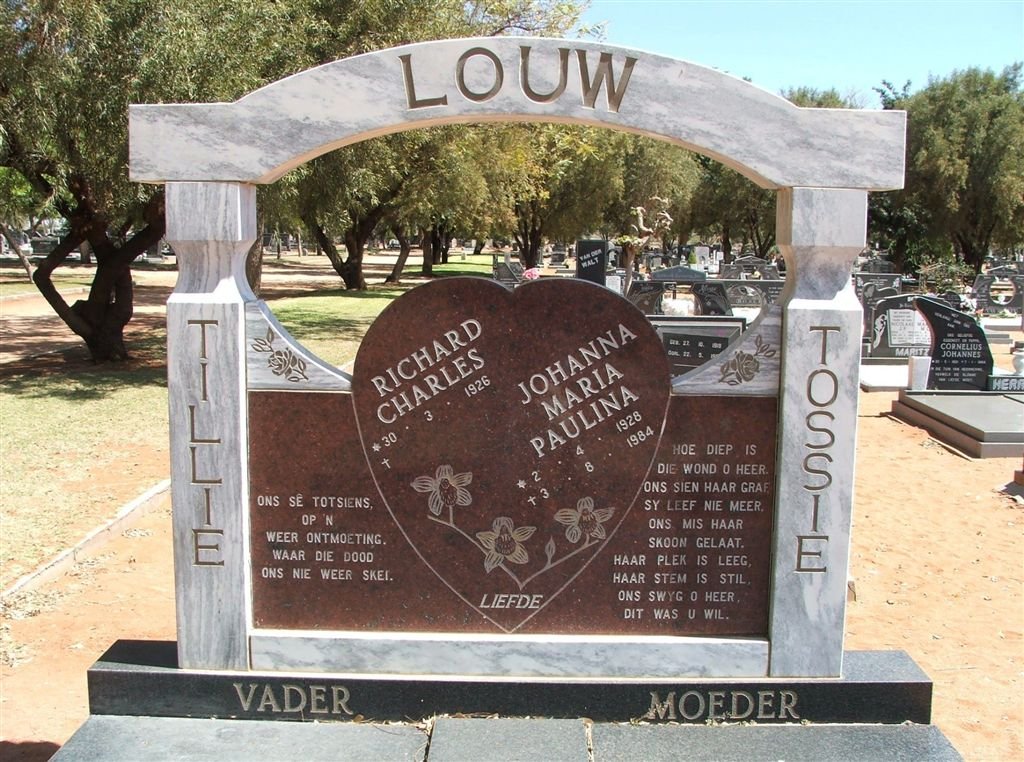 LOUW Richard Charles 1926-  &amp; Johanna Maria Paulina 1928-1984
