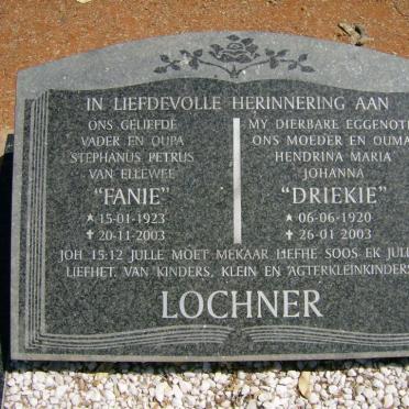 LOCHNER Stephanus Petrus van Ellewee 1923-2003 &amp; Hendrina Maria Johanna 1920-2003