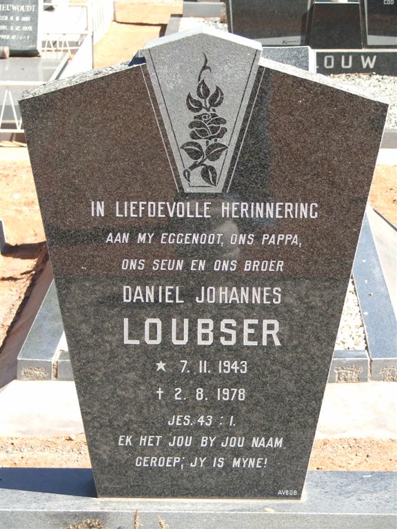 LOUBSER Daniel Johannes 1943-1978