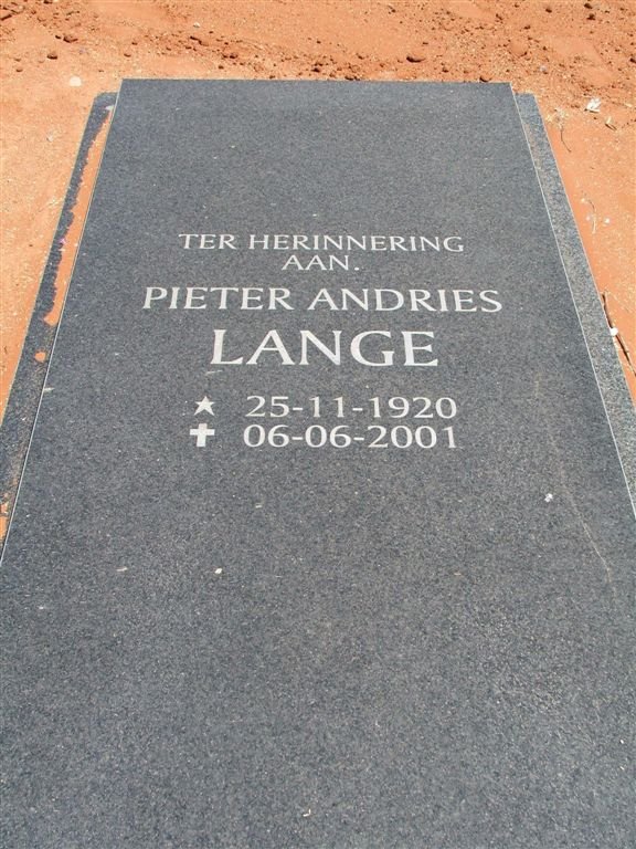 LANGE Pieter Andries 1920-2001