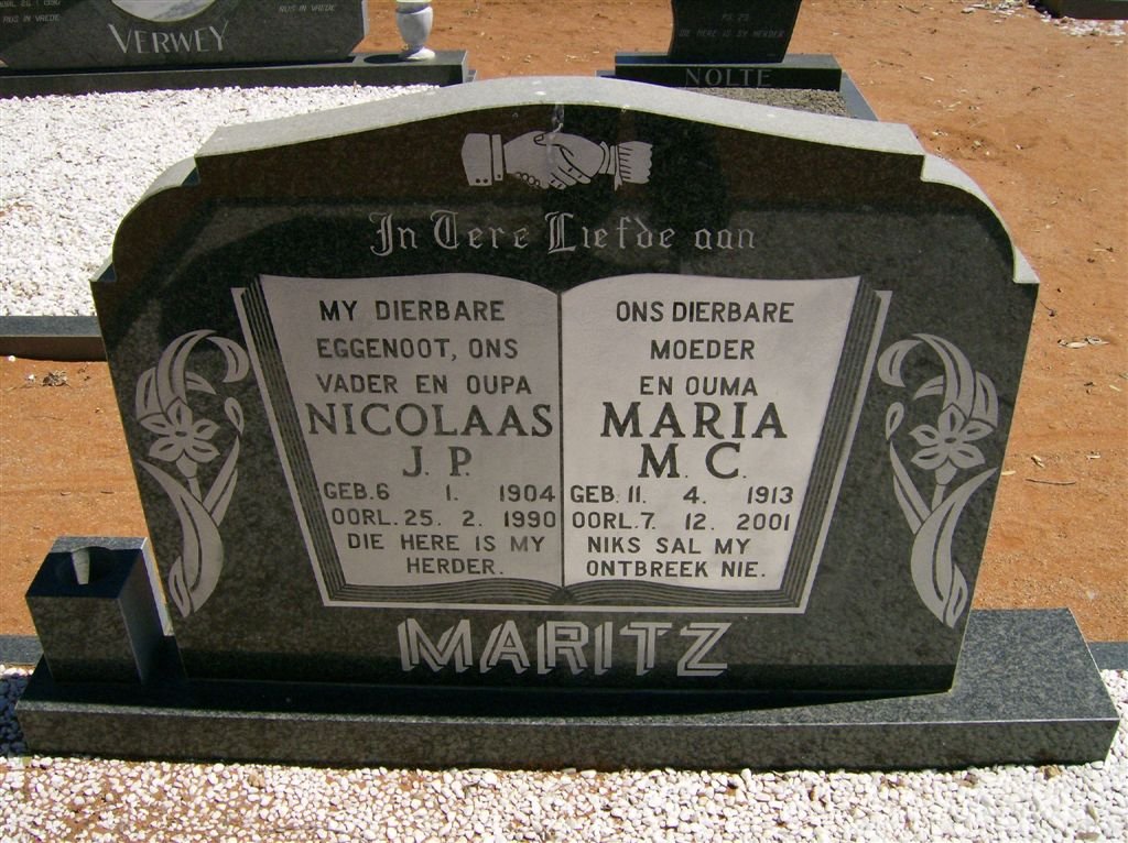 MARITZ Nicolaas J.P. 1904-1990 &amp; Maria M.C. 1913-2001