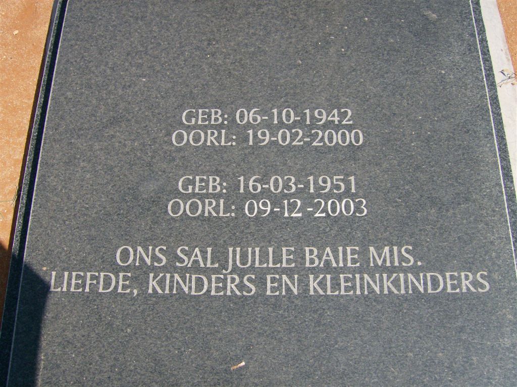 MYBURGH Thys 1942-2000 &amp; Loëla 1951-2003