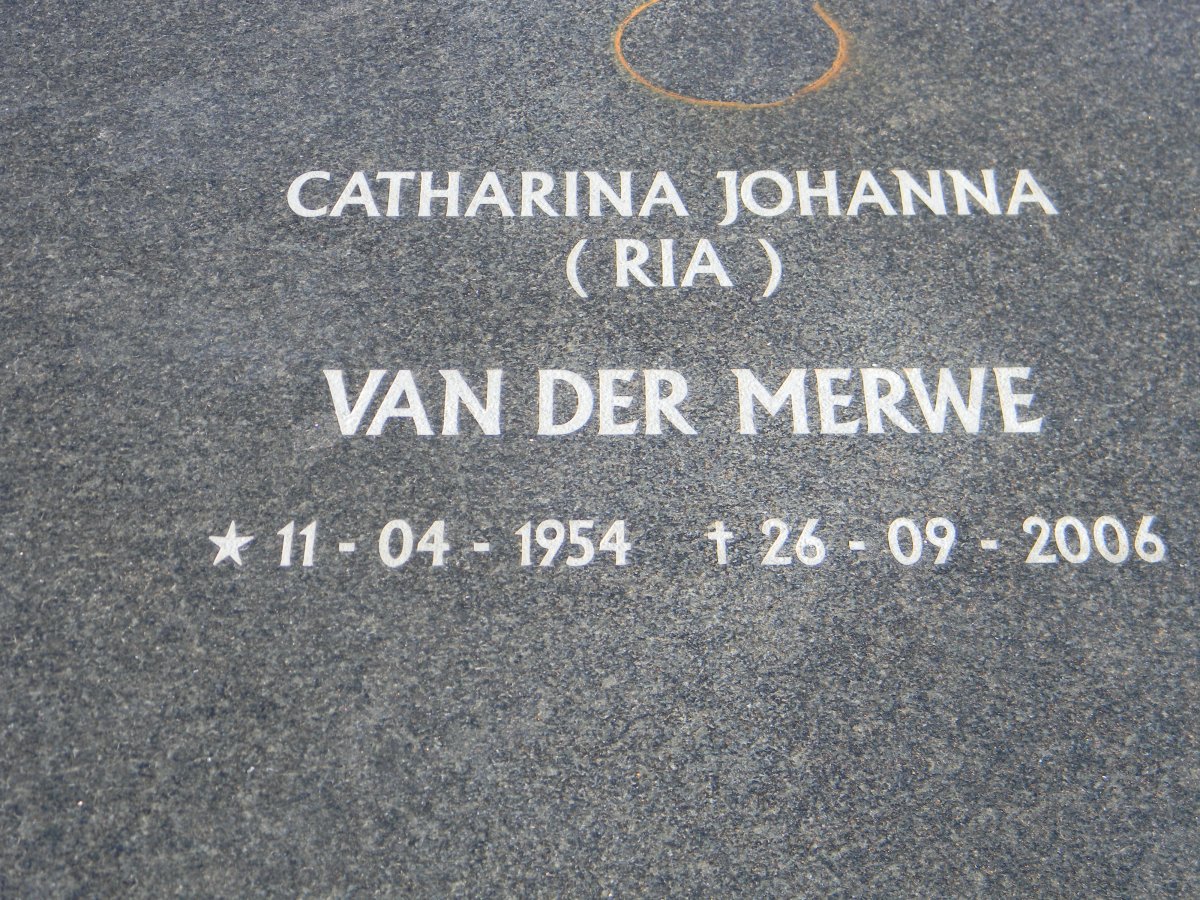 MERWE Catharina Johanna, van der 1954-2006