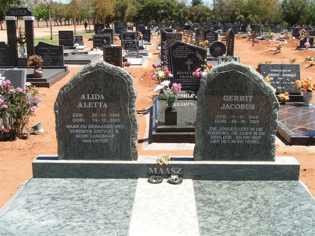 MAASZ Gerrit Jacobus 1944-2006 &amp; Alida Aletta 1945-2001