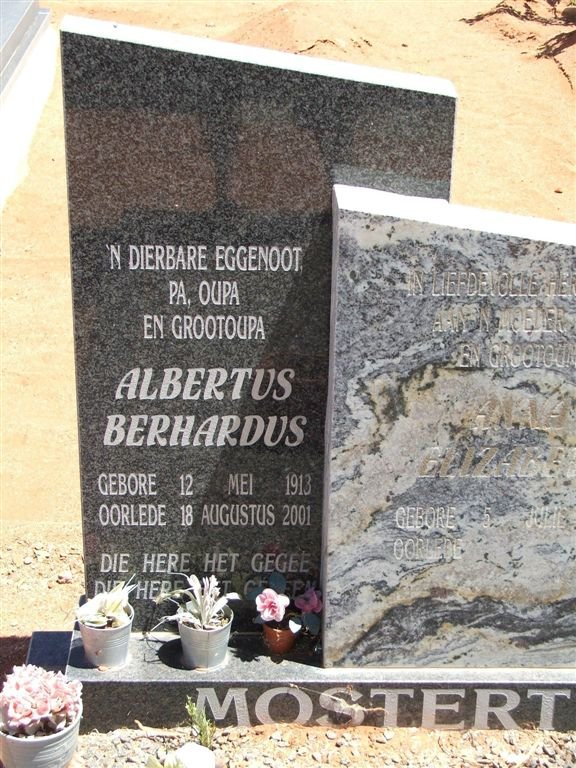 MOSTERT Albertus Berhardus 1913-2001