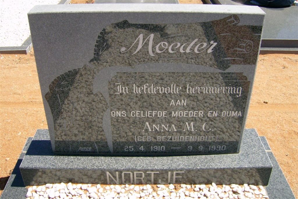 NORTJE Anna M.C. nee BEZUIDENHOUT 1910-1990