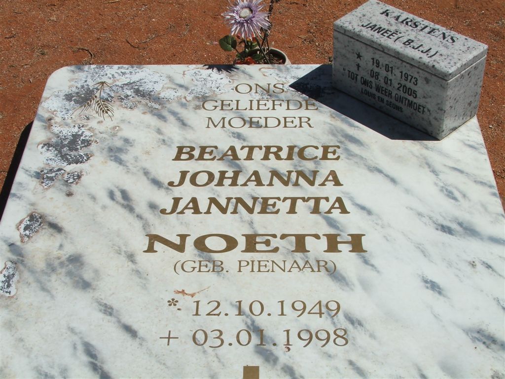 NOETH Beatrice Johanna Jannetta nee PIENAAR 1949-1998