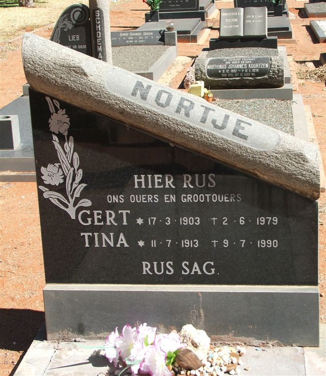 NORTJE Gert 1903-1979 &amp; Tina 1913-1990