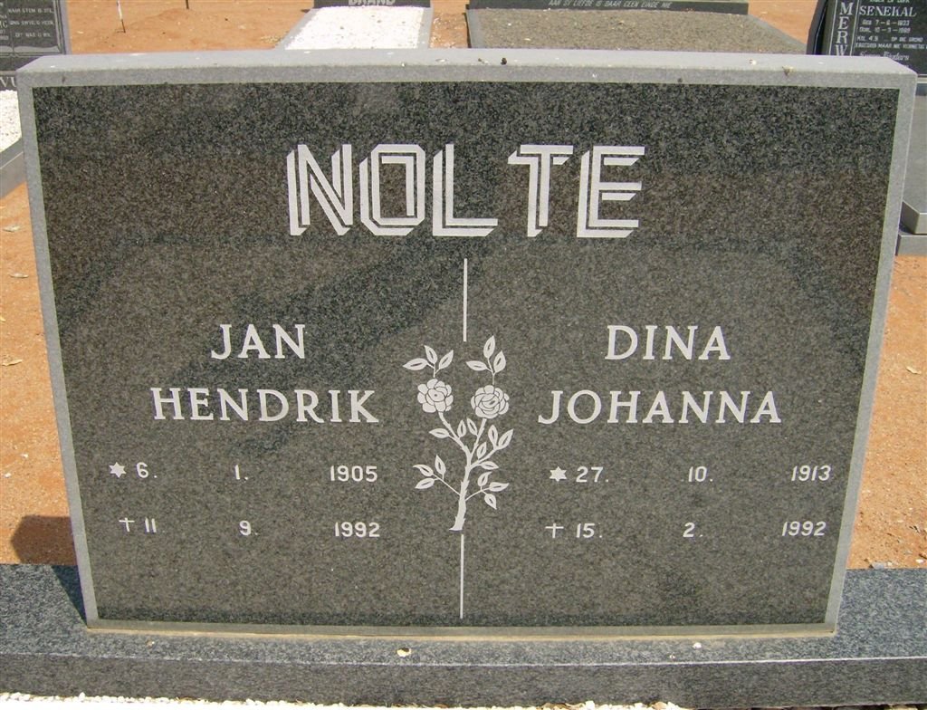 NOLTE Jan Hendrik 1905-1992 &amp; Dina Johanna 1913-1992