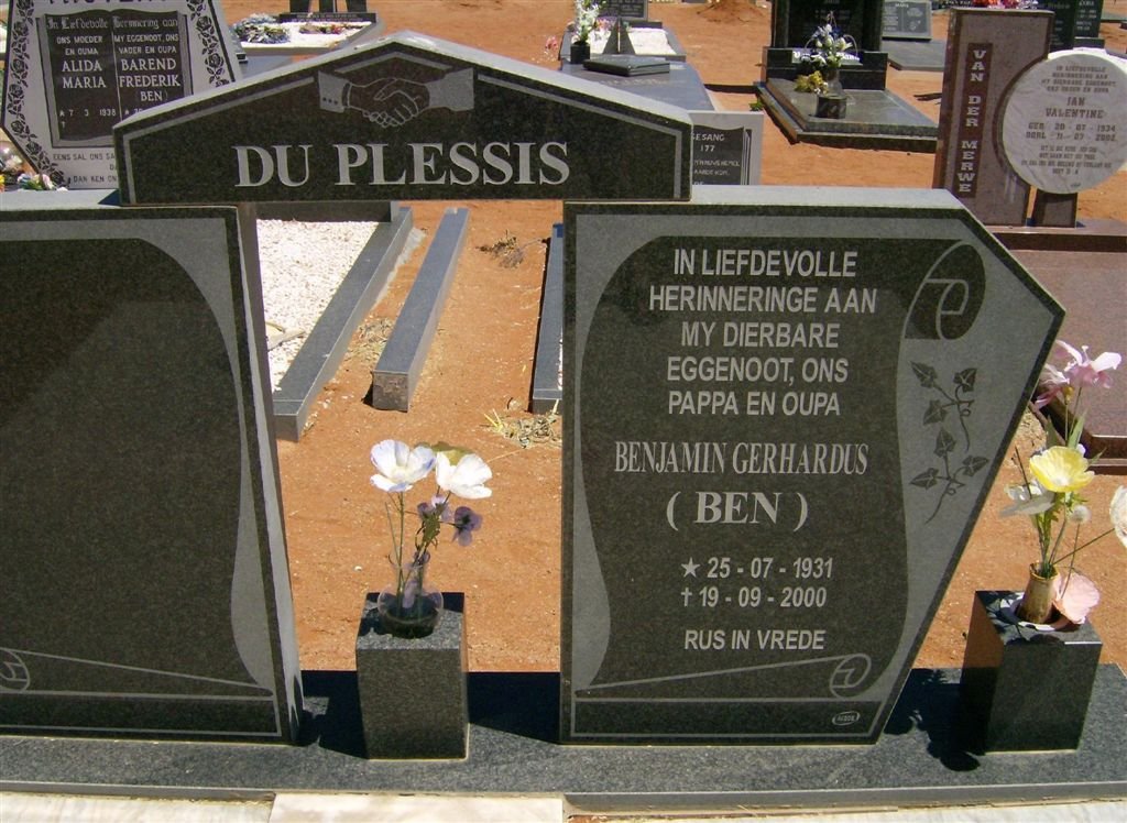 PLESSIS Benjamin Gerhardus, du 1931-200