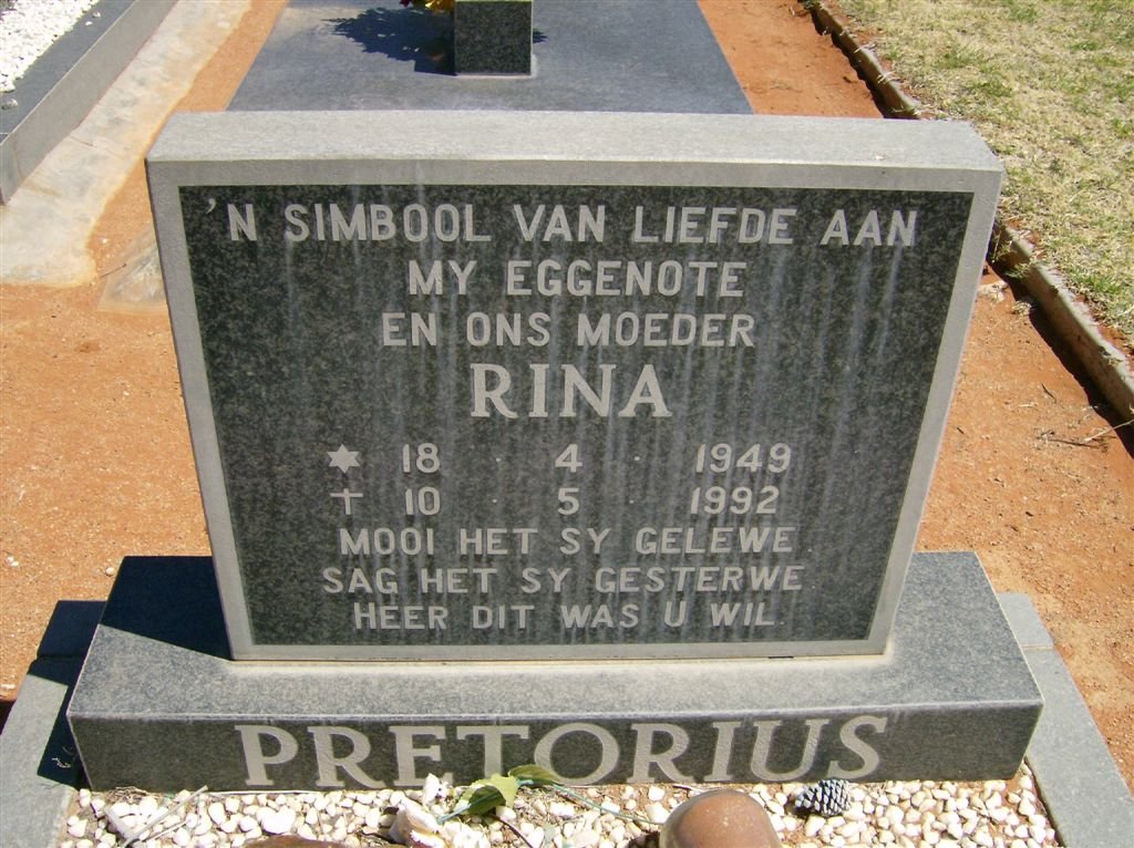 PRETORIUS Rina 1949-1992