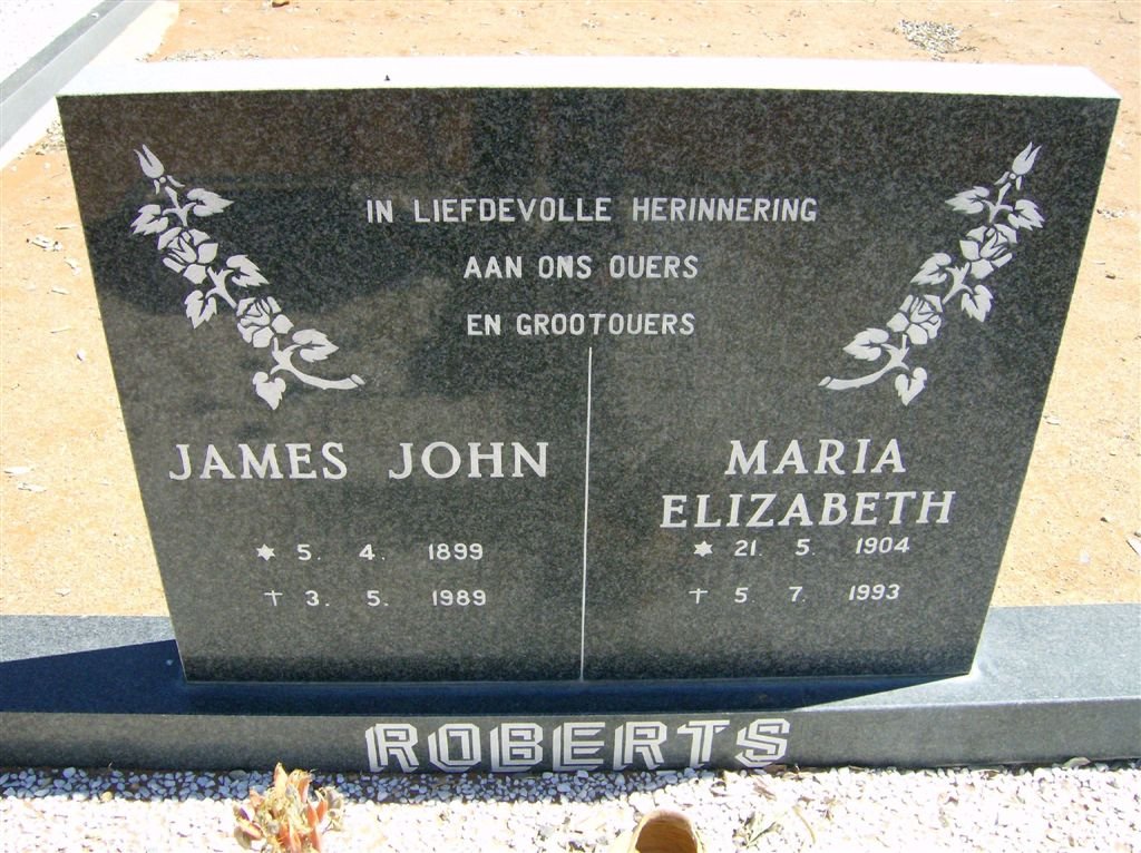 ROBERTS James John 1899-1989 &amp; Maria Elizabeth 1904-1993