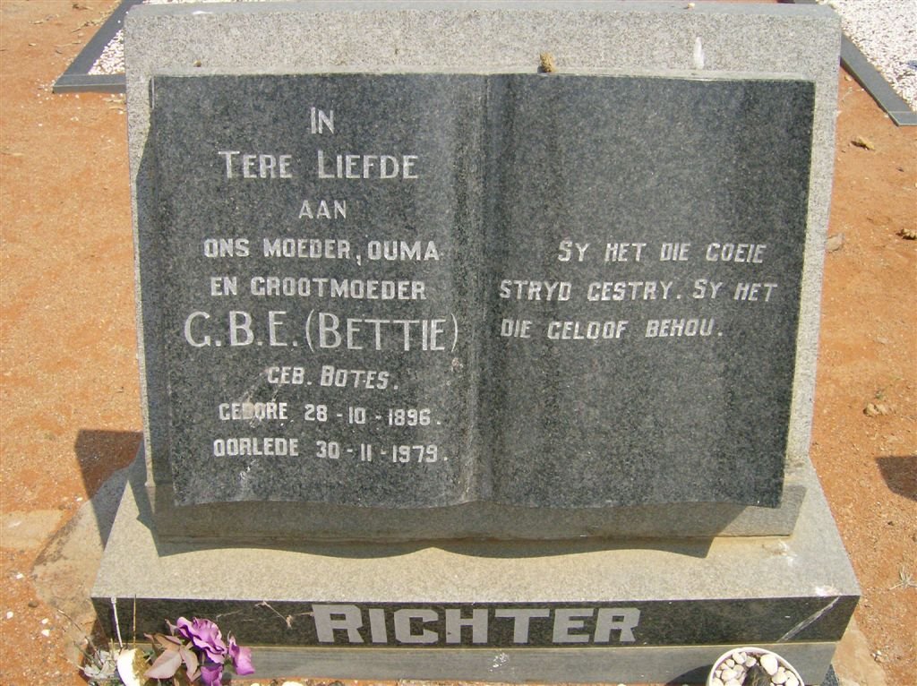 RICHTER G.B.E. nee BOTES 1896-1979