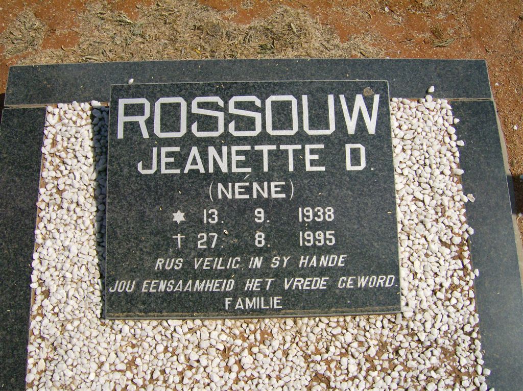ROSSOUW Jeanette D. 1938-1995