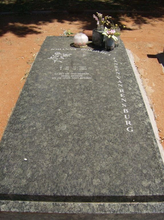 RENSBURG Johanna Dorothea, Jansen van 1907-2003