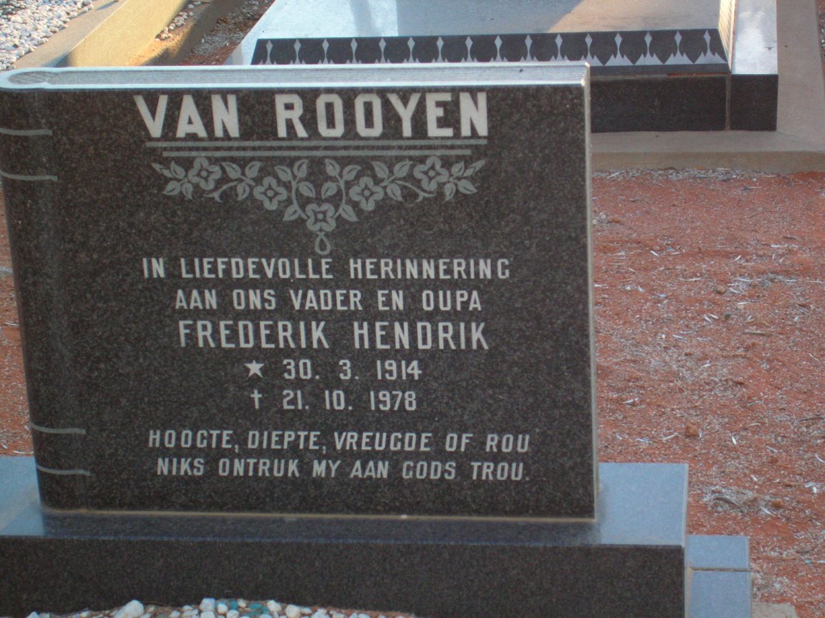 ROOYEN Frederik Hendrik, van 1914-1978