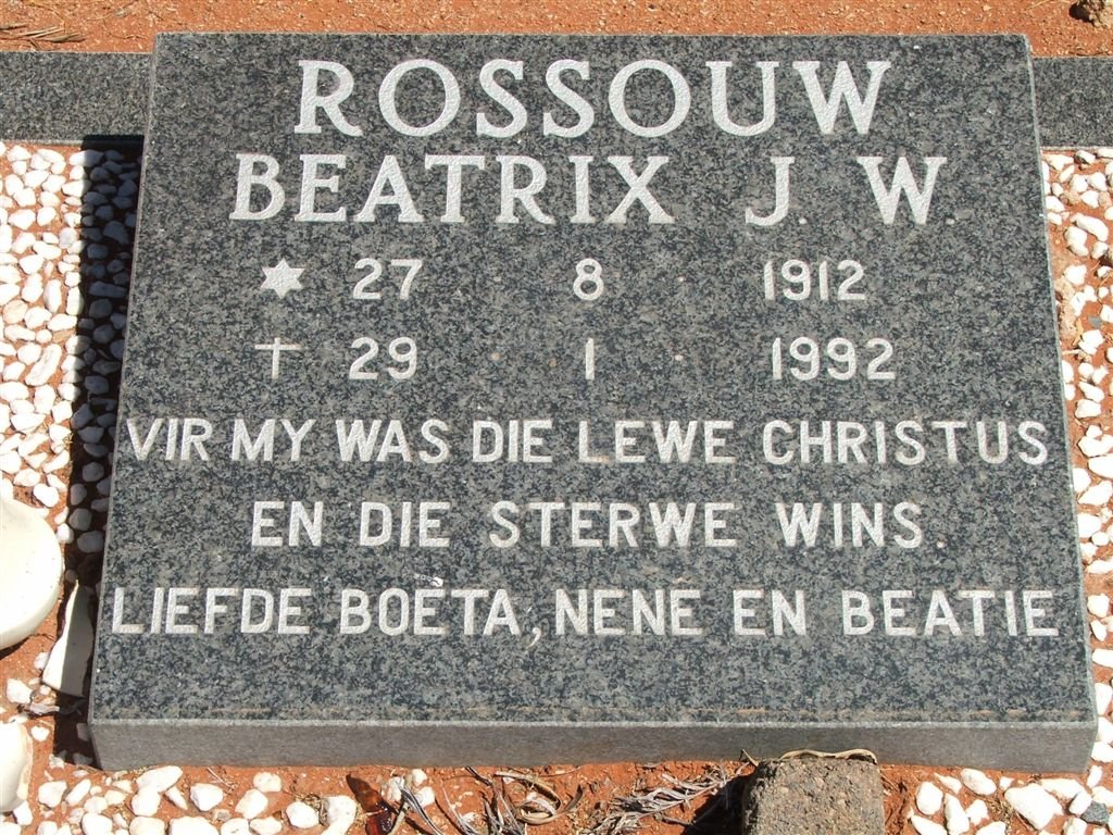 ROSSOUW Beatrix J.W. 1912-1992