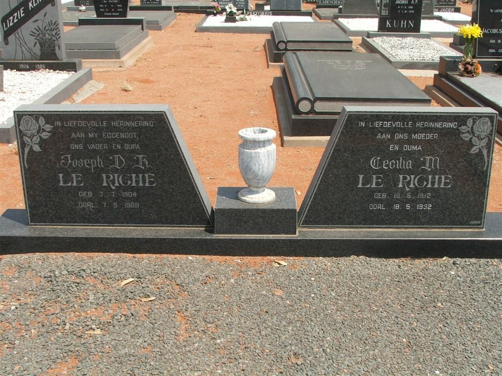 RICHE Joseph D.K., le 1904-1988 &amp; Cecilia M. 1912-1992