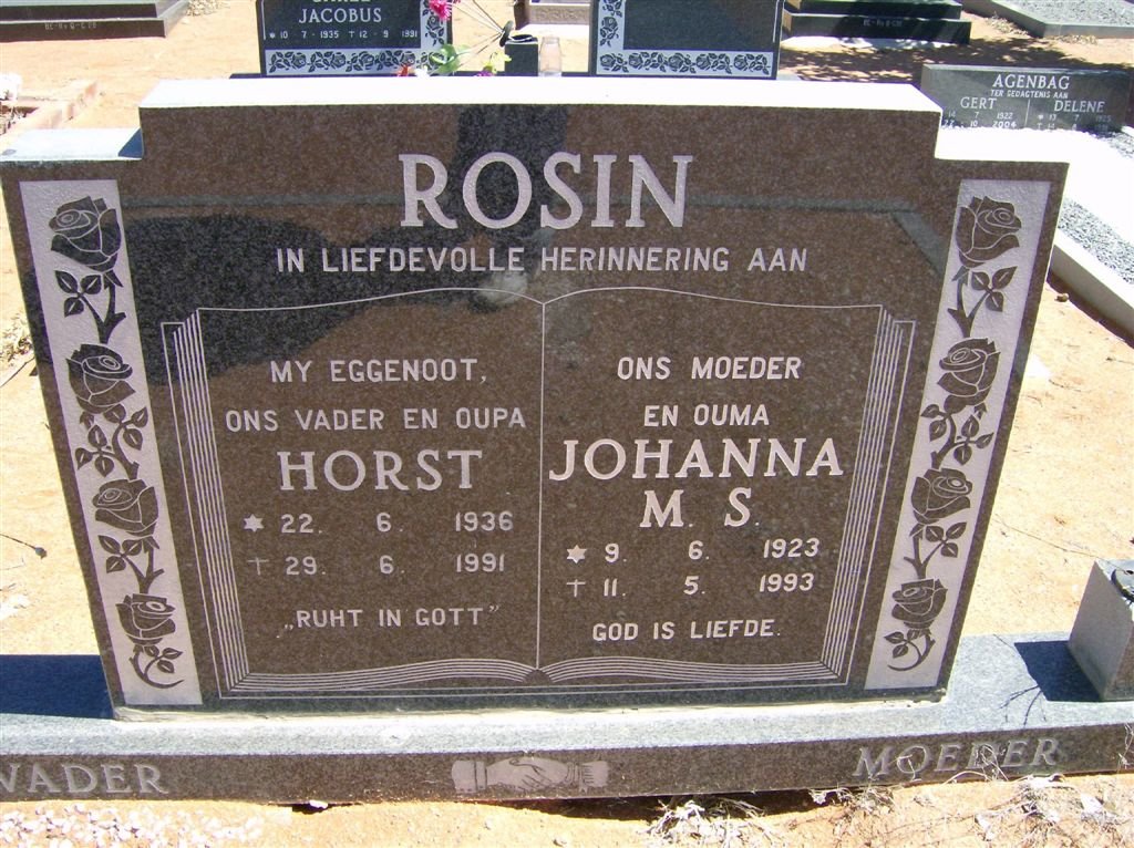 ROSIN Horst 1936-1991 &amp; Johanna M.S. 1923-1993