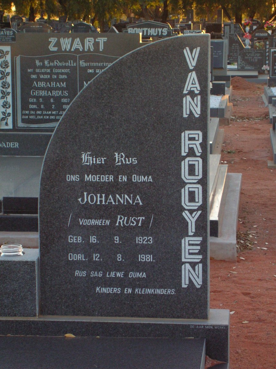 ROOYEN Johanna, van nee RUST 1923-1981