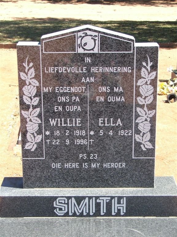 SMITH Willie 1918-1996 &amp; Ella 1922-