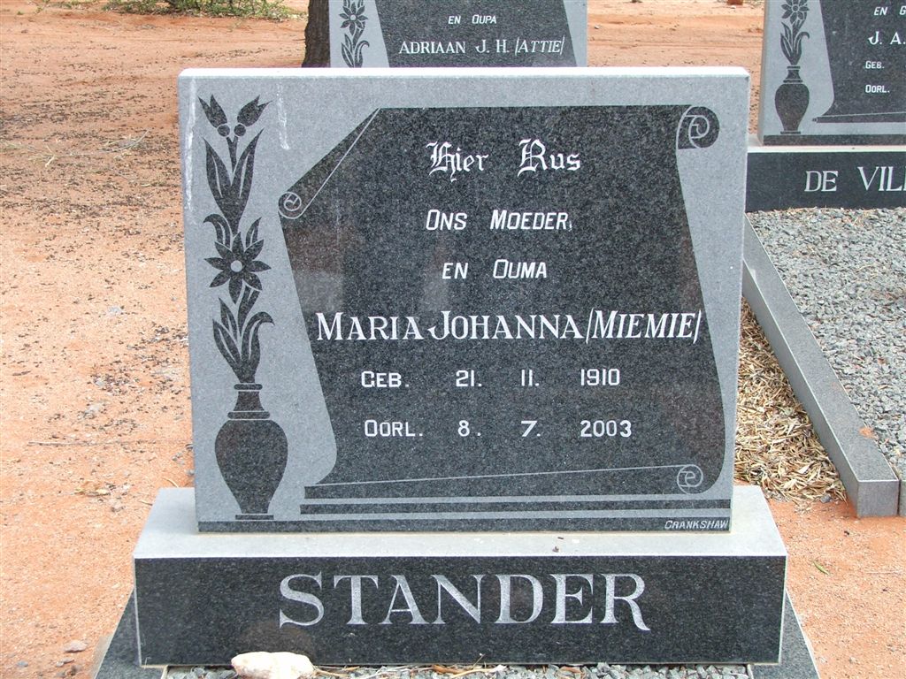 STANDER Maria Johanna 1910-2003
