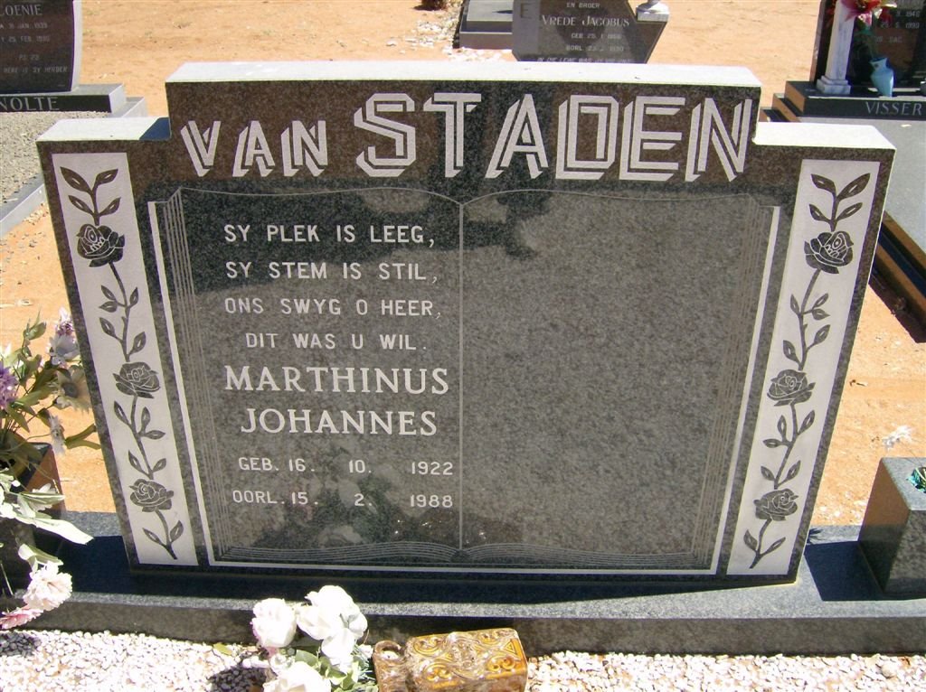 STADEN Marthinus Johannes, van 1922-1988