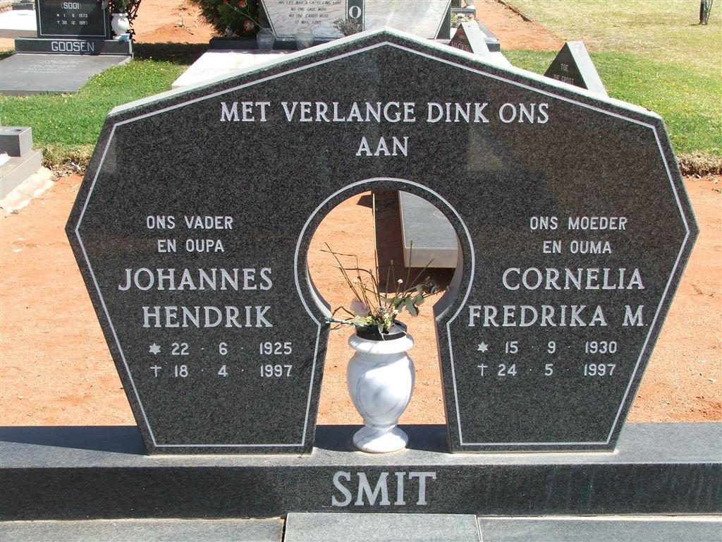 SMIT Johannes Hendrik 1925-1997 &amp; Cornelia Fredrika M. 1930-1997