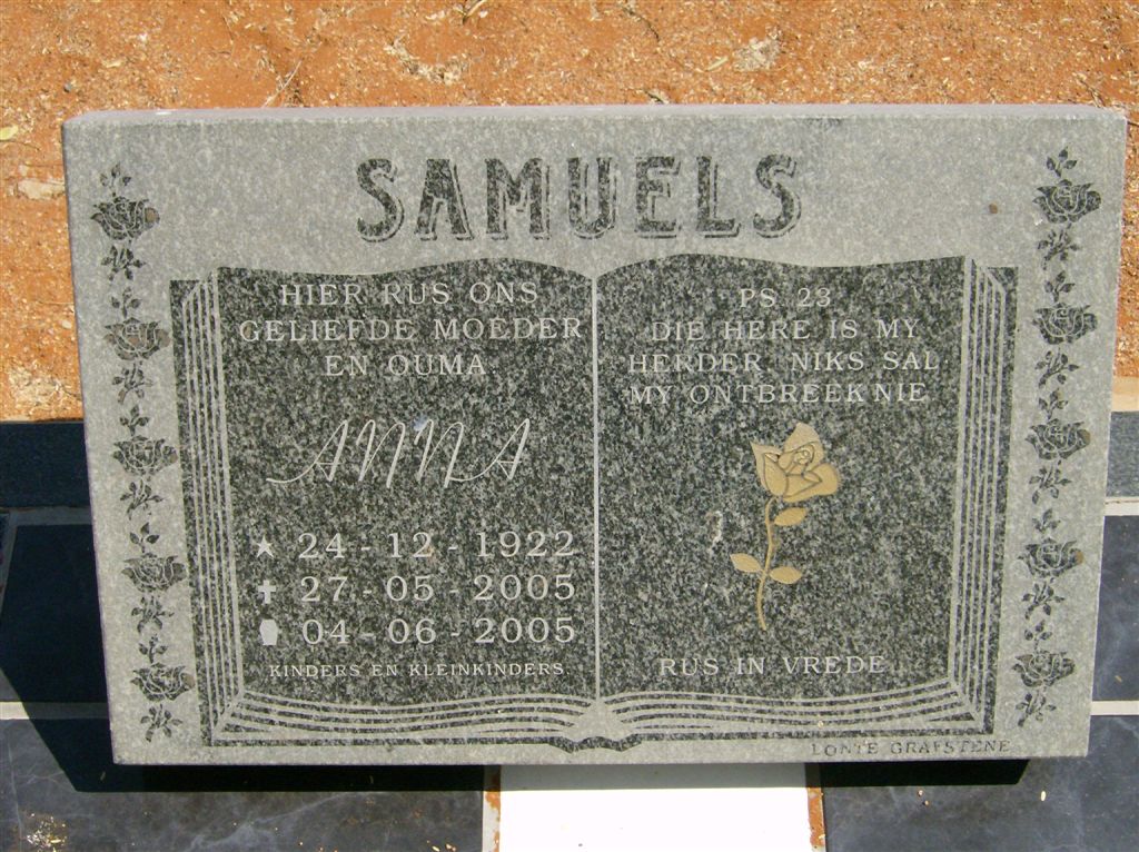 SAMUELS Anna 1922-2005