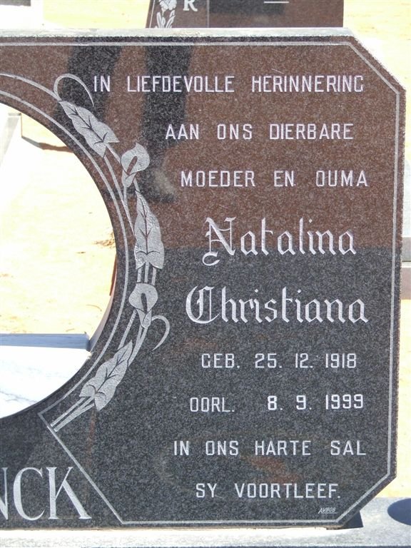 SCHENCK Natalina Christiana 1918-1999