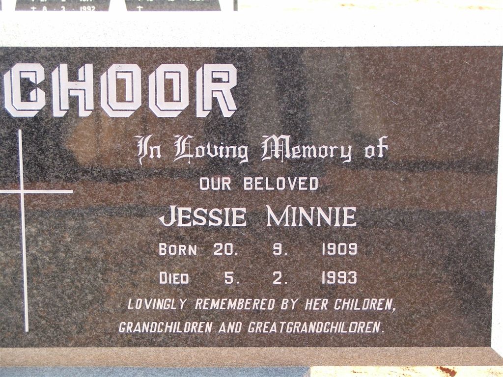 SCHOOR Jessie, van nee MINNIE 1909-1993